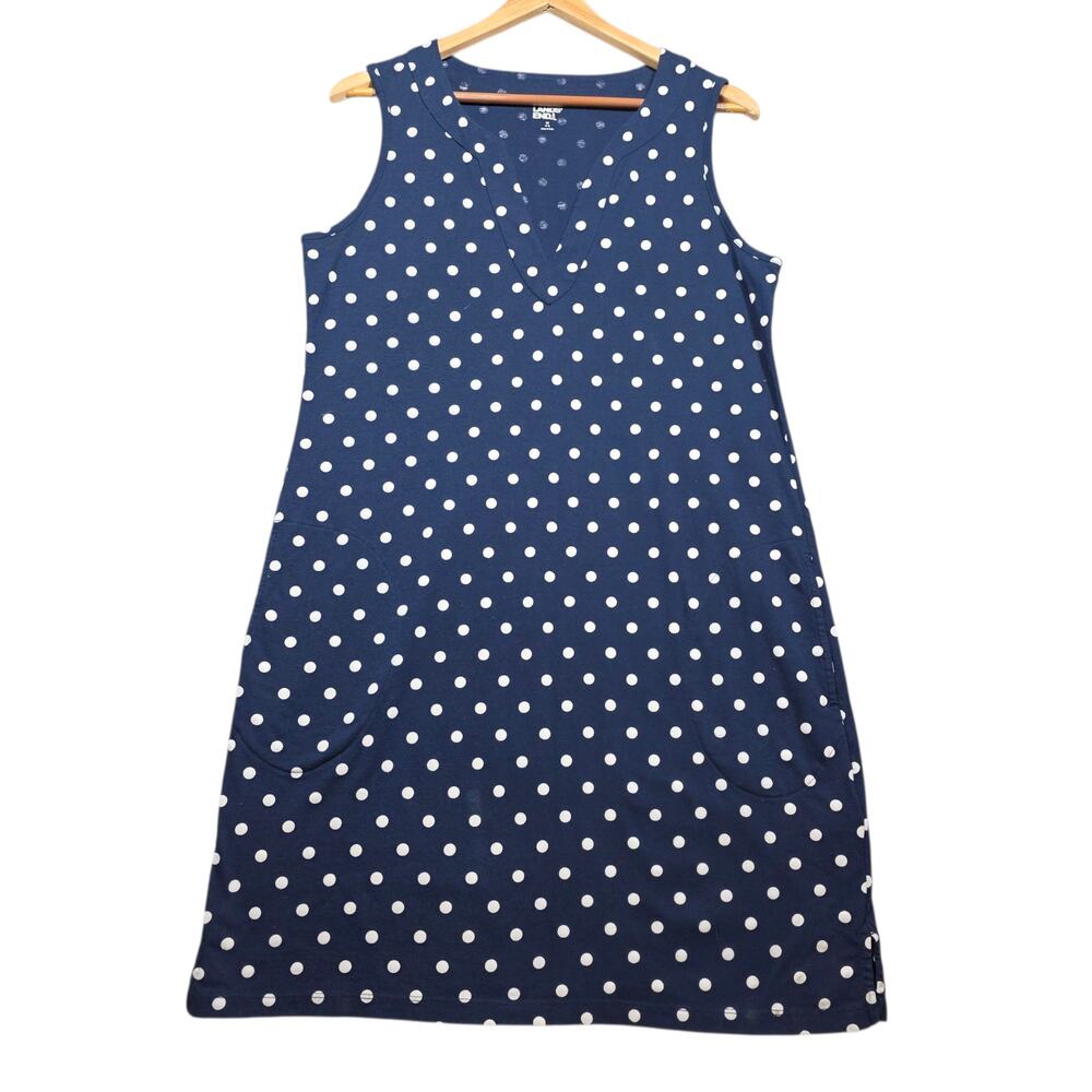 Lands' End Cotton Sleeveless Polka Dot Dress Size Medium
